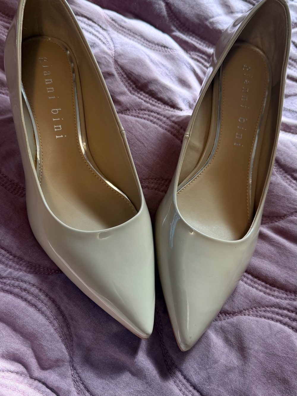 Gianni Bini Nude Patent Pointed-Toe Pumps
